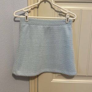 Zara Fuzzy Blue and White Checkered Mini Skirt